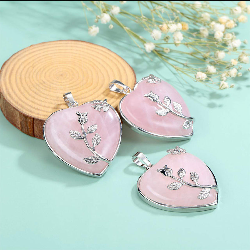 Elegant heart-shaped rose quartz necklace - Amara Collection