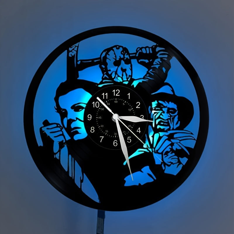 Vinyl Horror Clock – Vintage Wall Clock in Horror Style