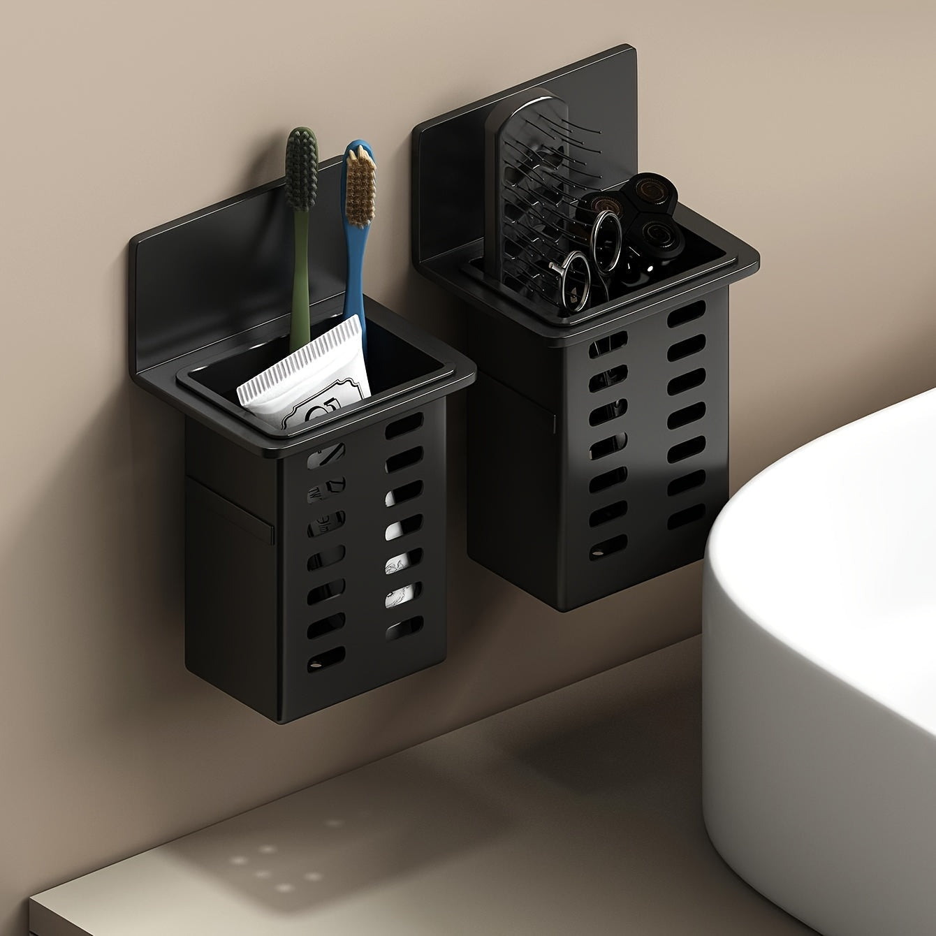 ChicStore - Black Wireless Wall Storage for Beauty Products