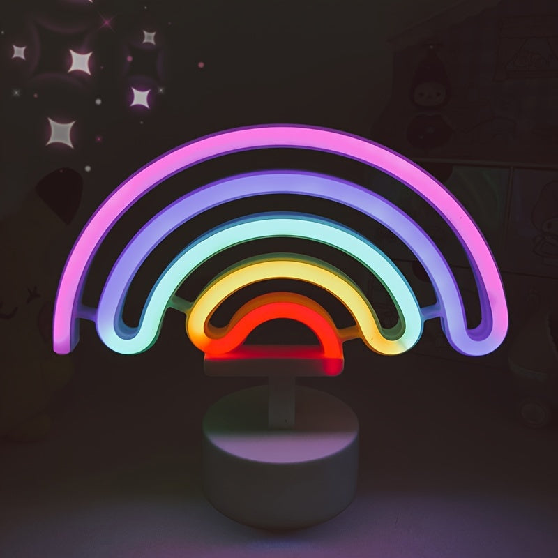 RainbowGlow – Modern Neonregnbåge med Designfot