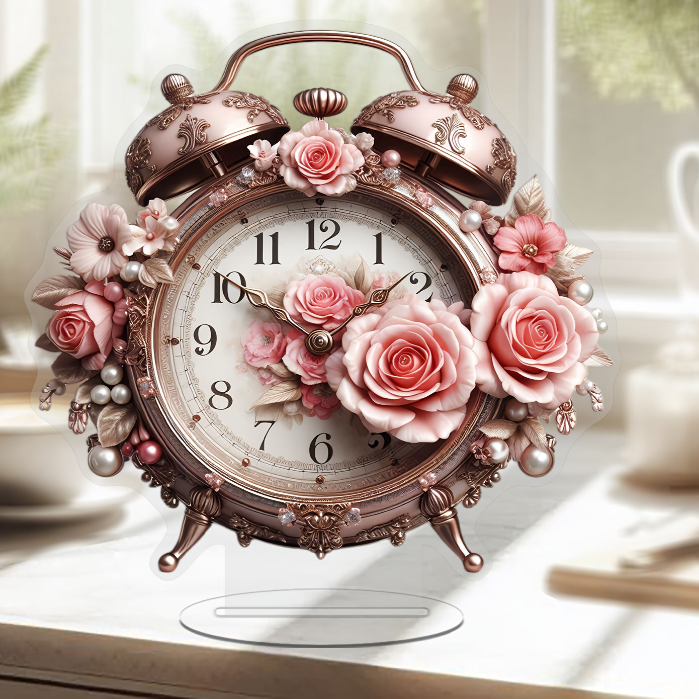 BohoBloom Clock - Vintage Floral Wall Clock for the Table