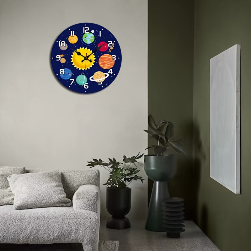 CosmicTime Clock – Rustic Solar System Wall Clock