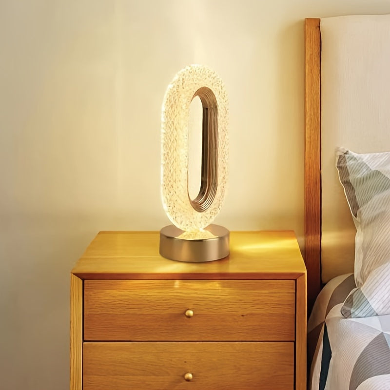 LuxeGlow – Elegant Oval Crystal Table Lamp