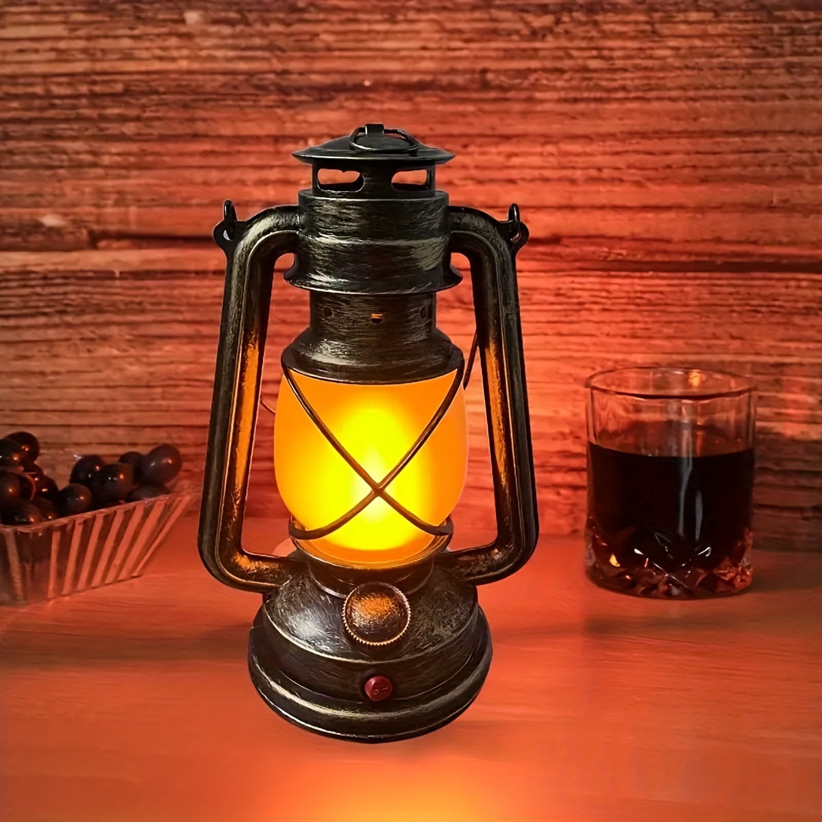 RetroGlow Lantern – Vintage LED Lamp with Flame Effect