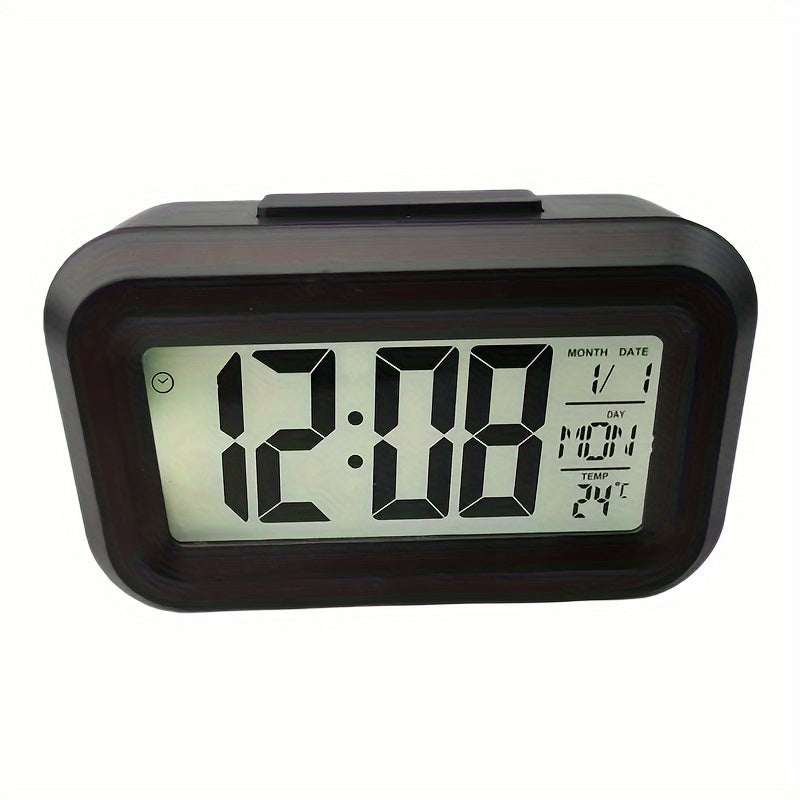 SmartAlarm Clock – Compact LCD Alarm Clock with Sound and Temperature