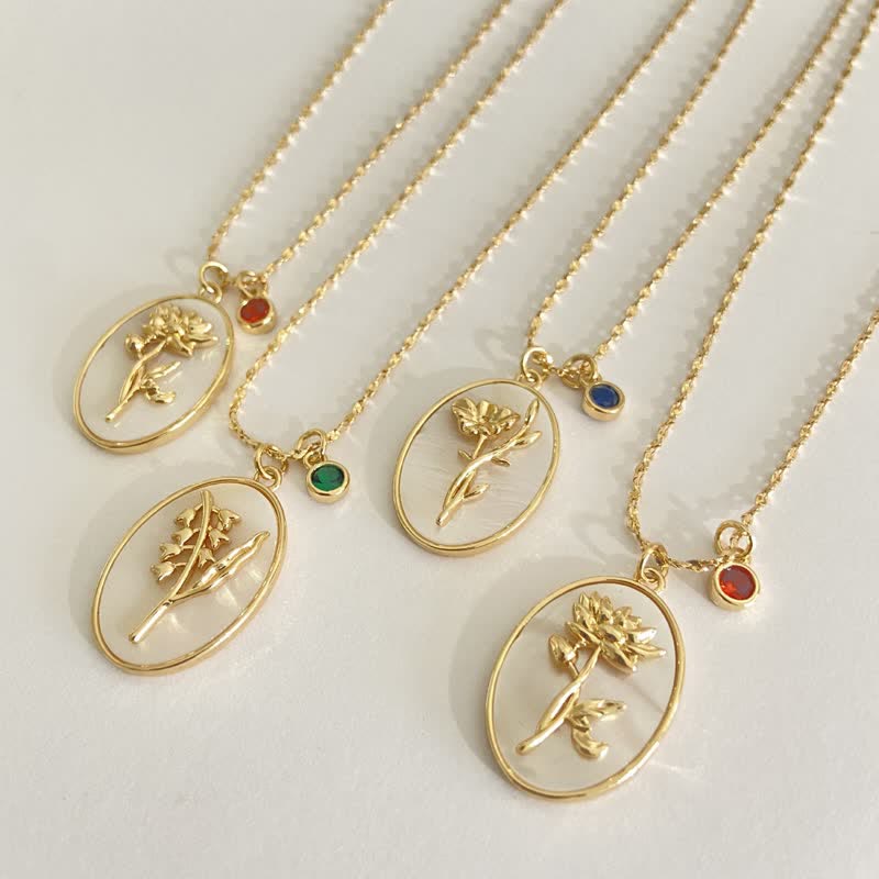 Aurora Birthstone and Birth Flower Necklace – A Personal Jewelry for My Loved Ones