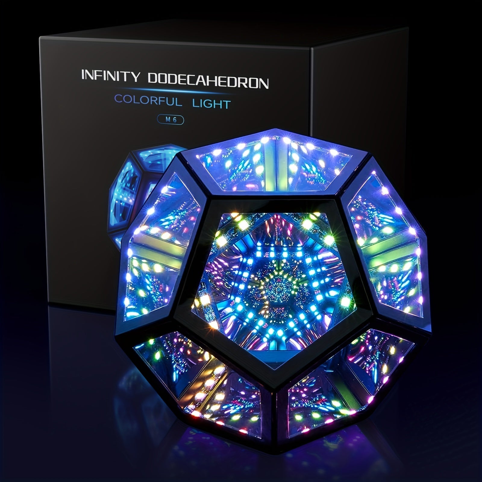 InfinityGlow – 3D Colorful Dodecahedron Lamp with RGB Lighting
