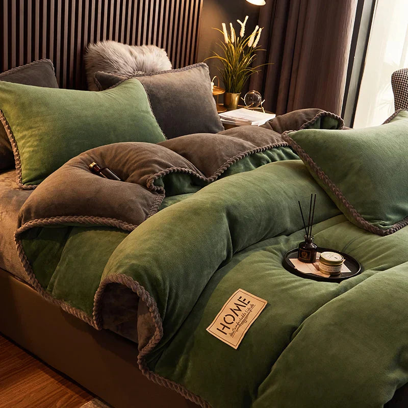 PlushHaven Luxe Sammet Påslakan Set – Kingsize Värme & Komfort