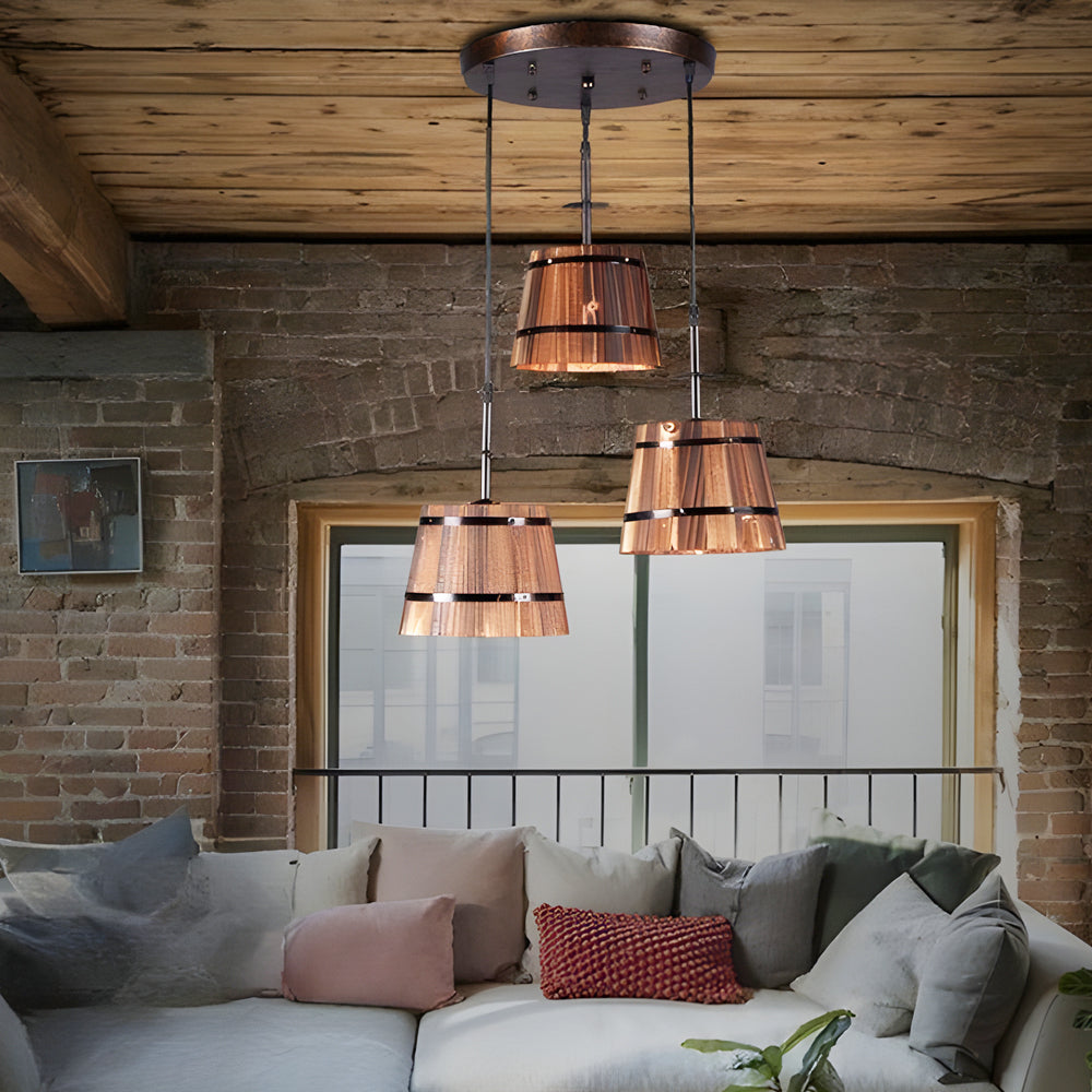 BucketGlow Pendant Lamp - Wooden Pendant Lamp for a Stylish Bar