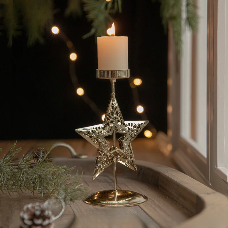 StarGlow Candle Holder - Elegant Golden Decoration for Holidays