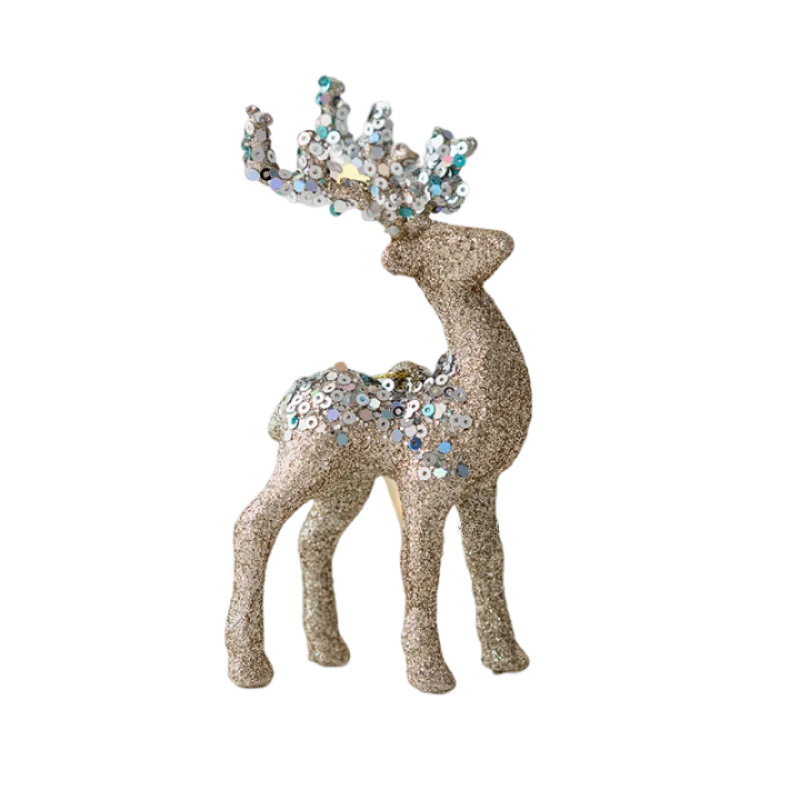 Glittrande Hjort Ornament – Lyxig Juldekoration för en Festlig Stämning