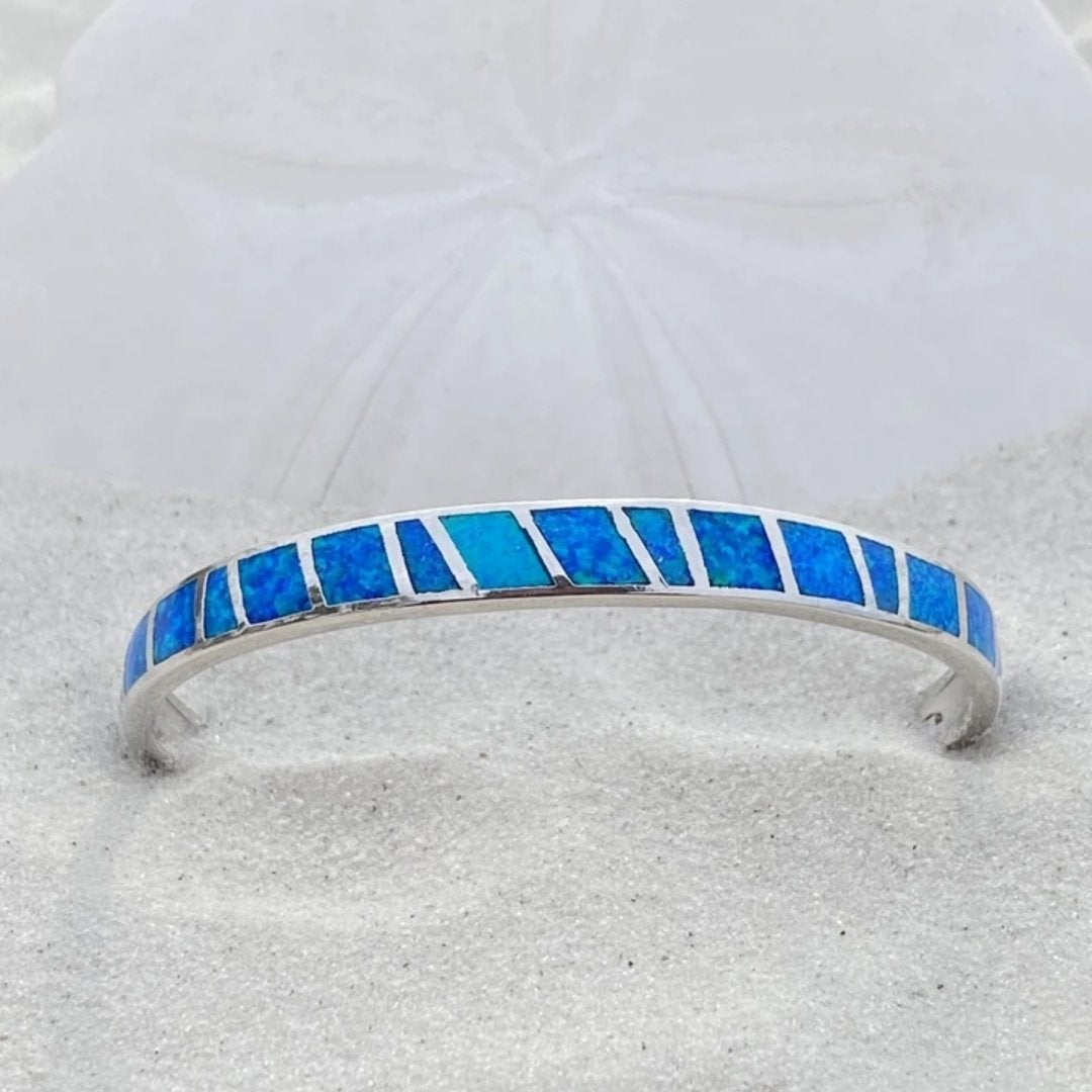 Elegant Blue and Silver Opal Bracelet - Isola Collection 