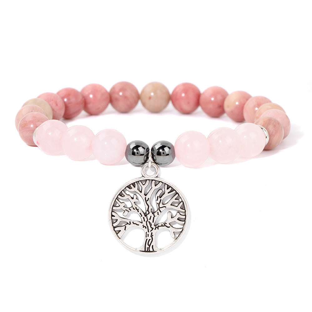 Elegant Mila Bracelet with Natural Crystals and Tree of Life Design 