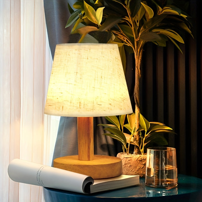 NordicGlow - Trä LED Sänglampa med Linne