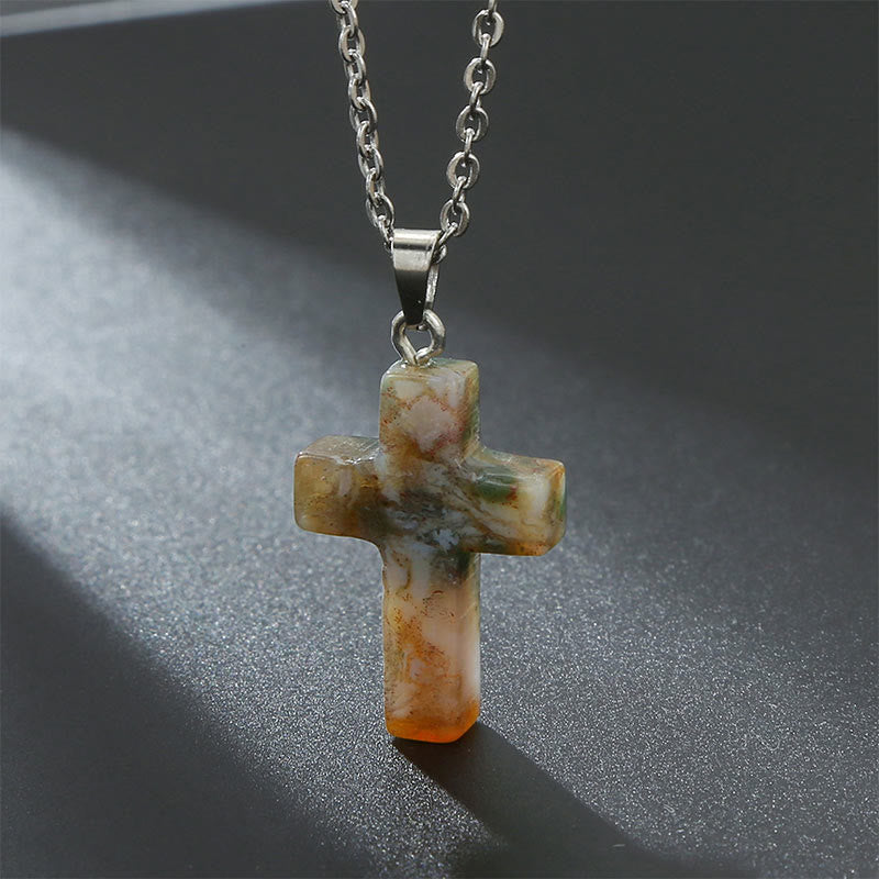 Seraphina Natural Gemstone Cross Necklace - A Spiritual Jewelry Experience