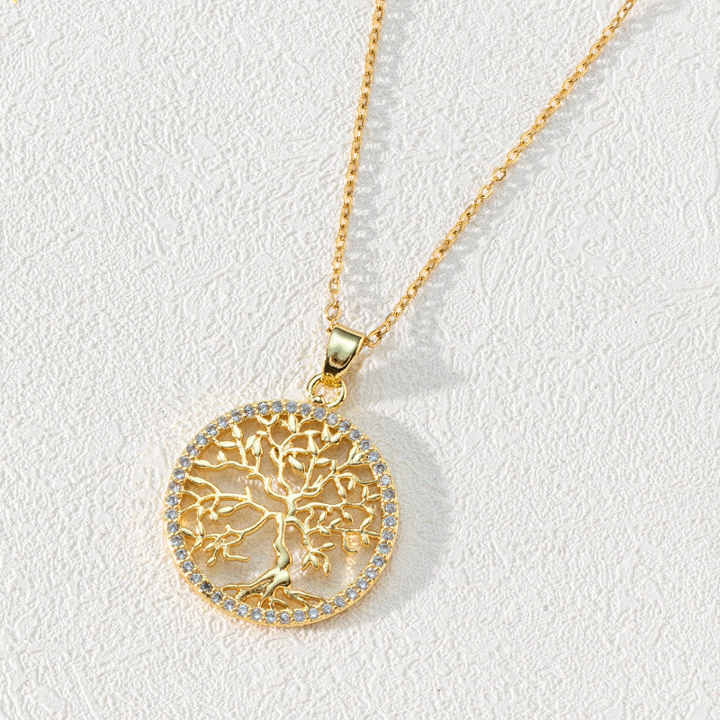 Elegant Luna Tree of Life Pendant in Zirconia - Dazzling Necklace 