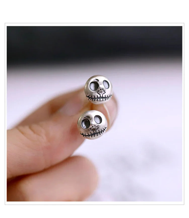 Unique Handmade Pumpkin Prince Skull Earrings - Mara