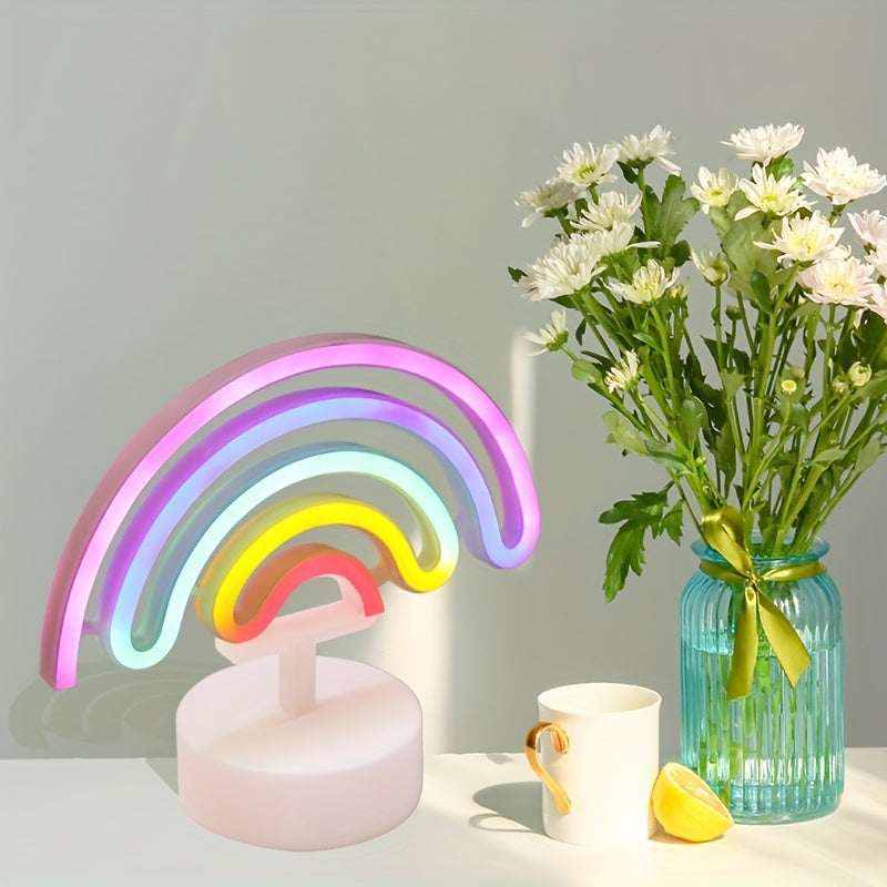 RainbowGlow – Modern Neonregnbåge med Designfot