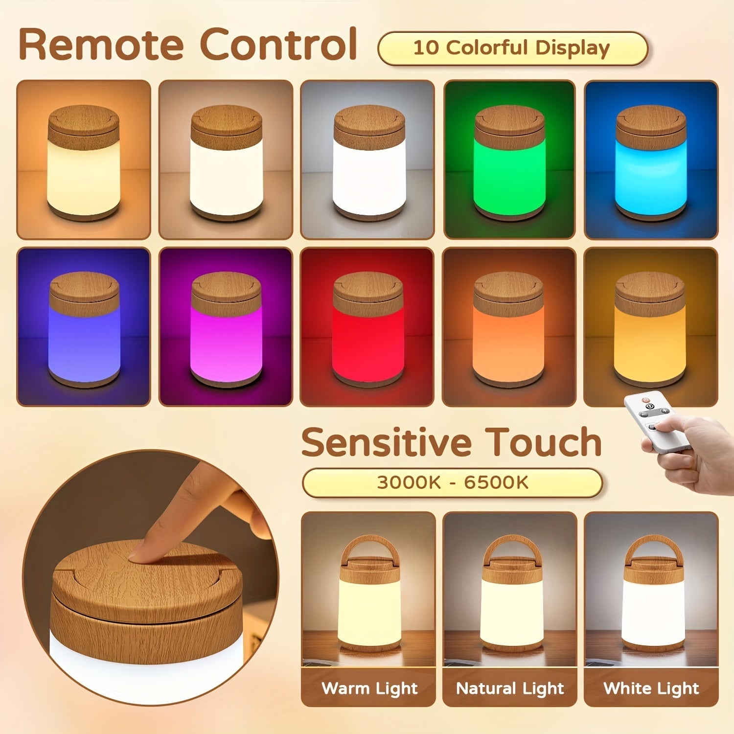 LumiTouch – Rechargeable RGB Night Light with Touch Control