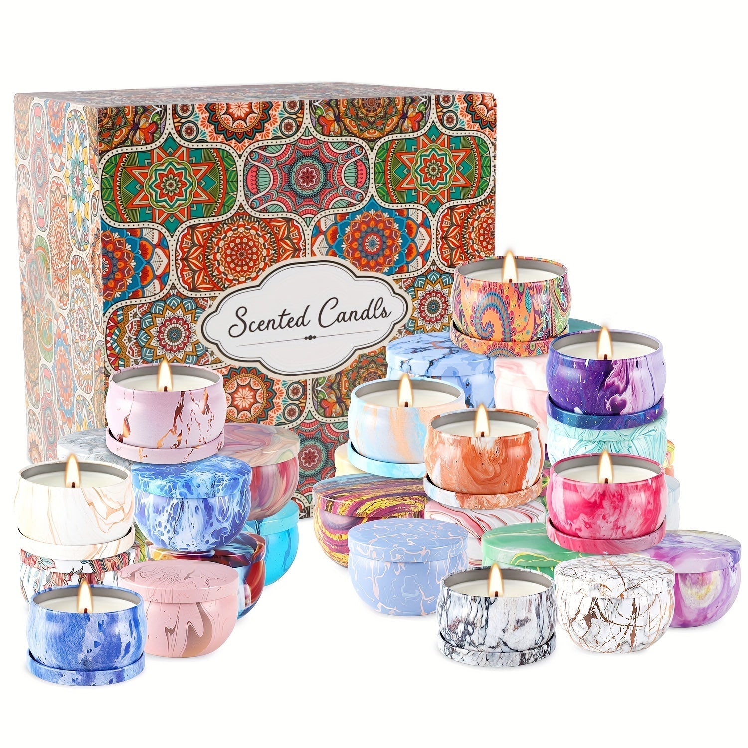 Aromatic Serenity – Luxurious Candle with Marble Print