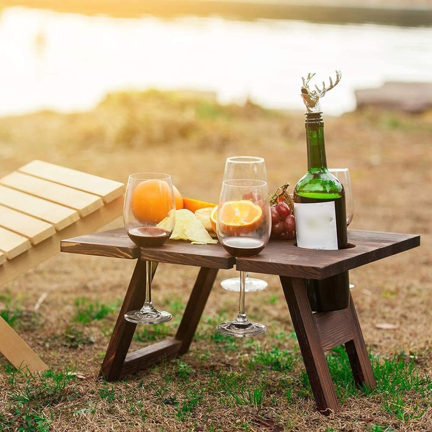 Wooden Wine Rack Table - Stylish Portable Wine Rack