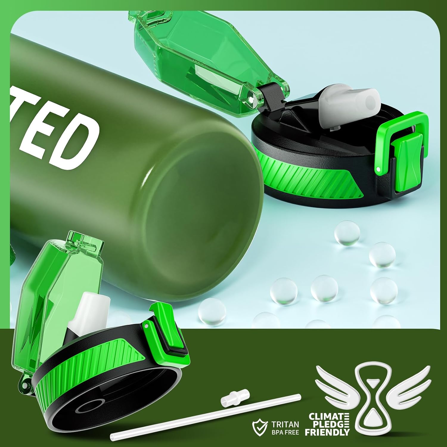 HydraFlow – Motivational Sports Bottle with Straw