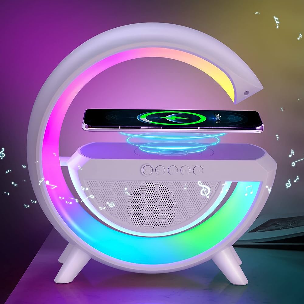 GlowHub - Multifunctional Rechargeable Speaker with Alarm Clock and Mood Light