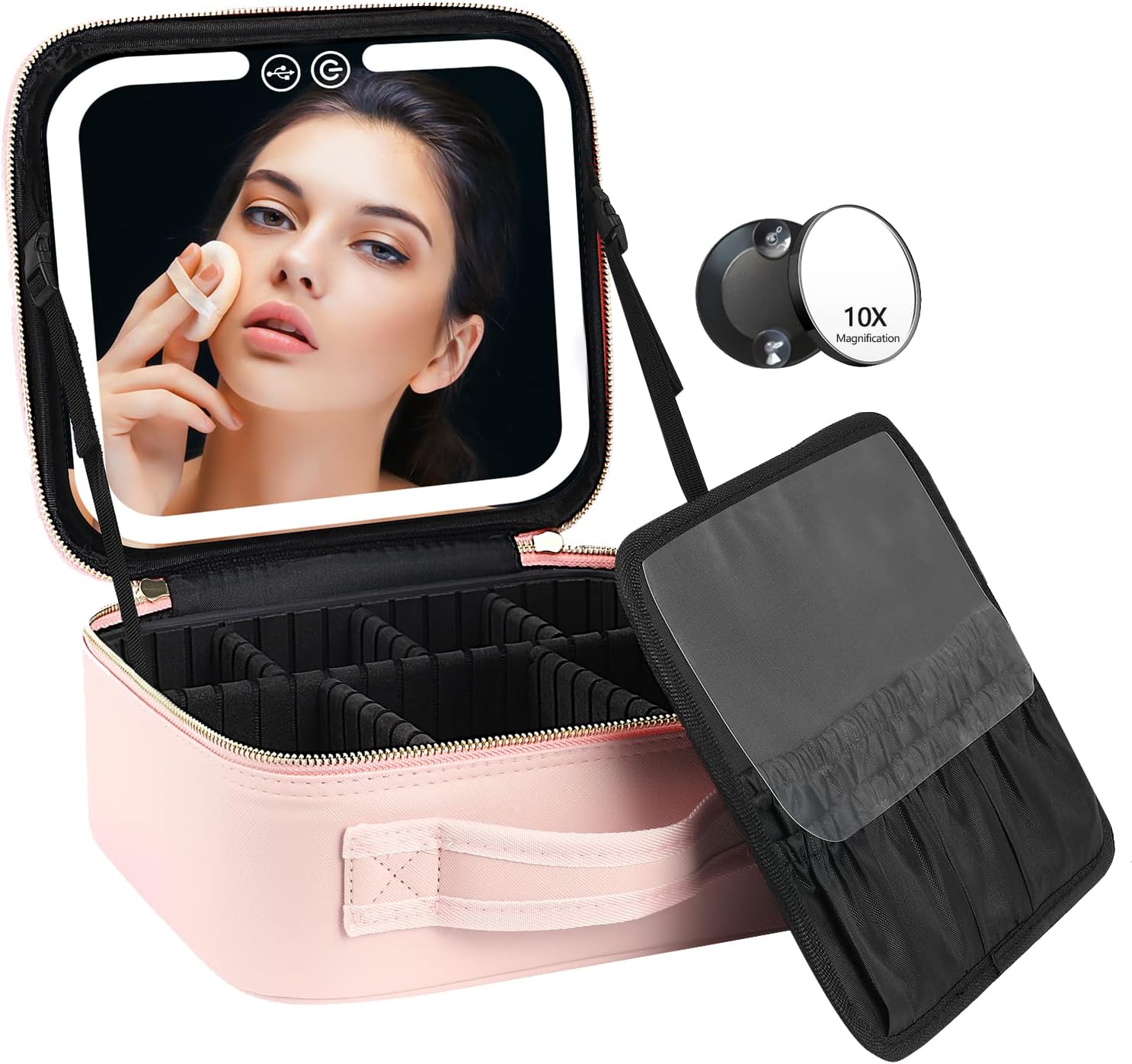 TravelGlow - Luxury Makeup Organizer with Illuminated Mirror