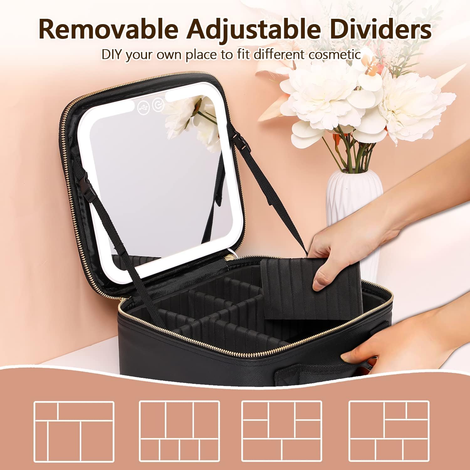 TravelGlow - Luxury Makeup Organizer with Illuminated Mirror