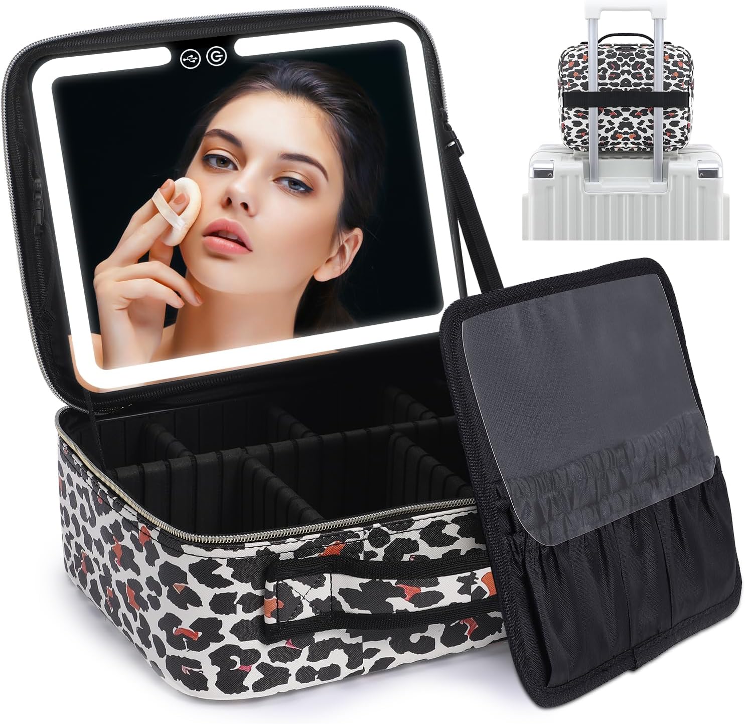 TravelGlow - Luxury Makeup Organizer with Illuminated Mirror