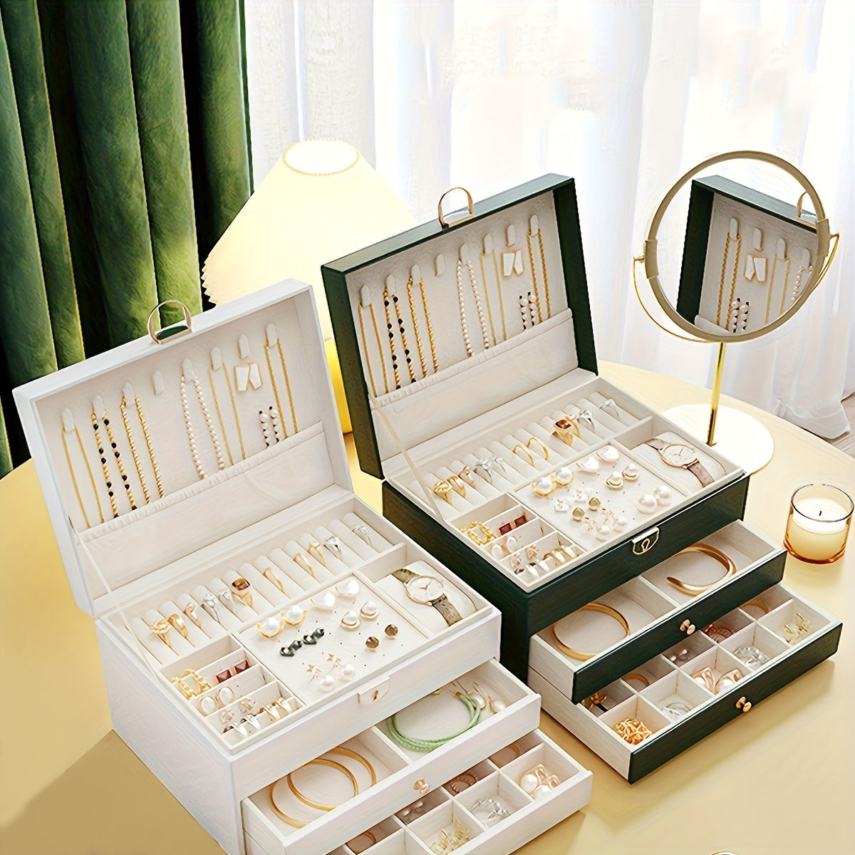 Elegance - Luxurious Jewelry Organizer in High Quality Leather