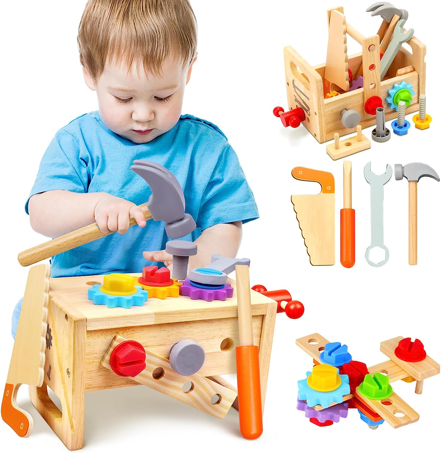 Wooden Tools for Young Children - Creative Play Fun with the Wooden Toolbox