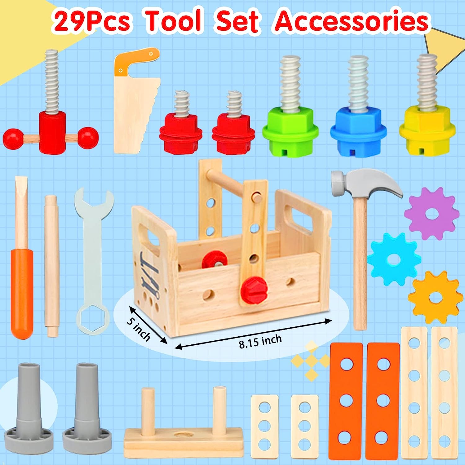 Wooden Tools for Young Children - Creative Play Fun with the Wooden Toolbox