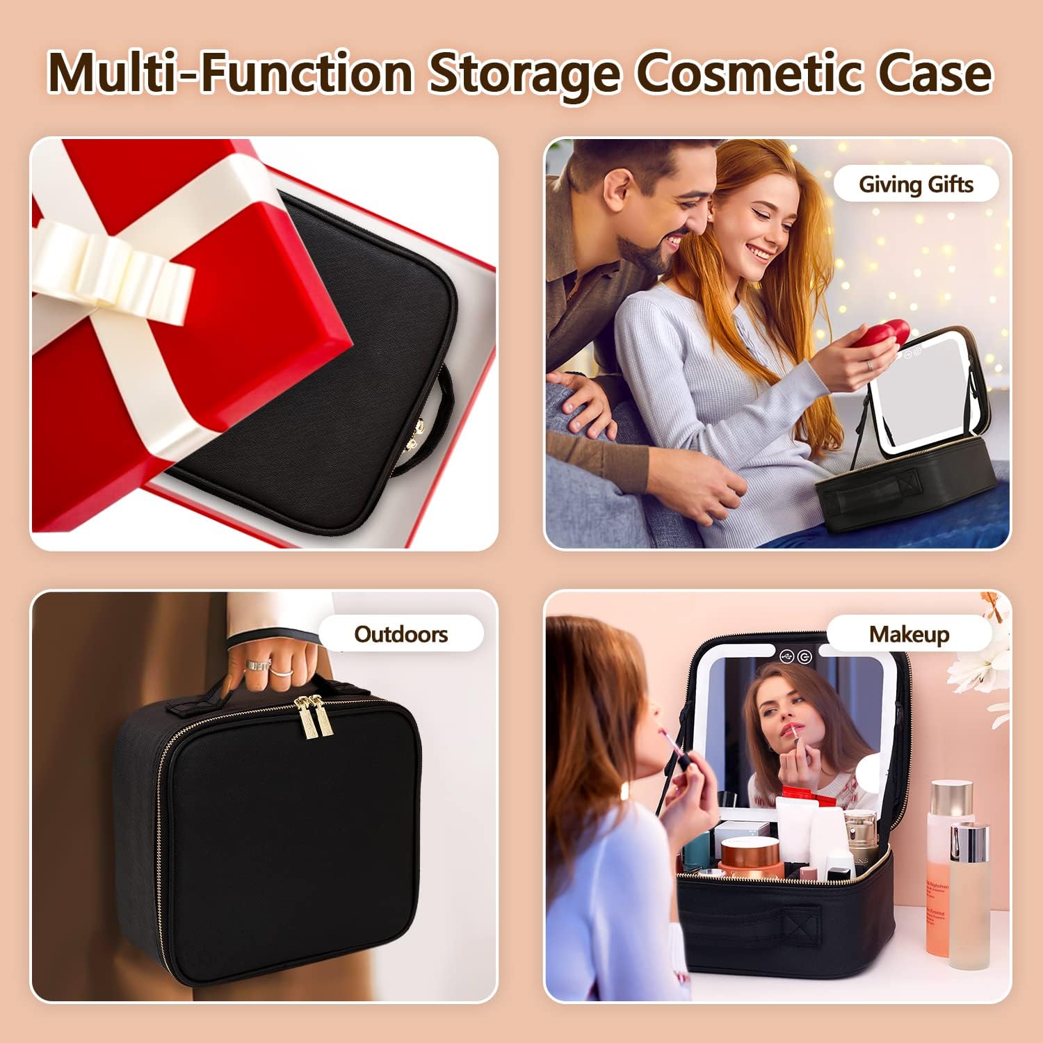 TravelGlow - Luxury Makeup Organizer with Illuminated Mirror