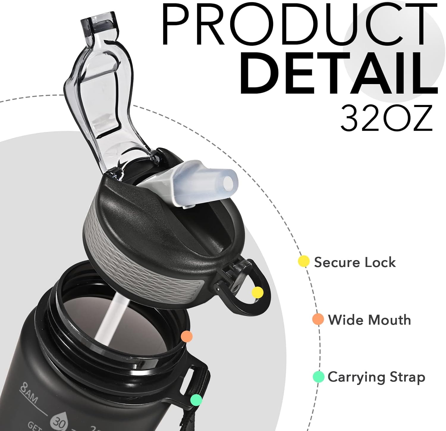 HydraBoost – Trendy Motivational Water Bottle 900ml