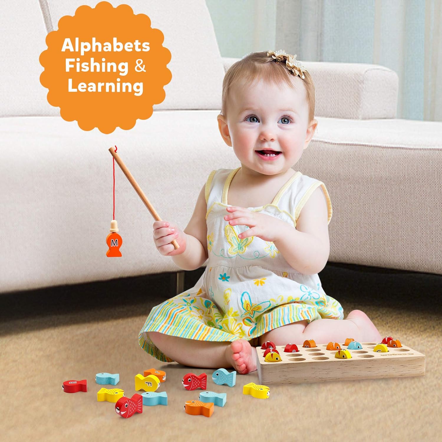 Captivating Wooden Magnetic Fishing Game - Educational Fun for Toddlers
