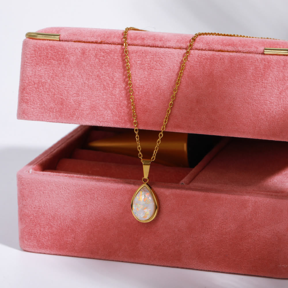 Eloise 18K Natural Opal Drop Pendant Necklace - A Captivating Elegance