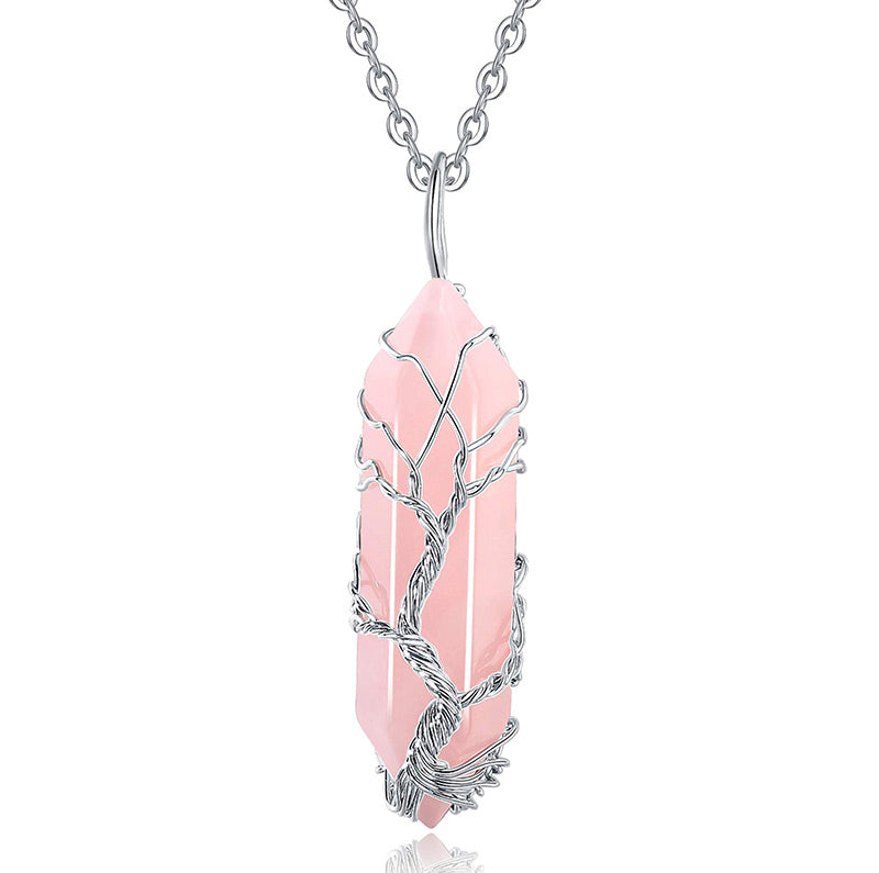 Elegant Tree of Life Gemstone Necklace with Sparkling Crystals - Elara 