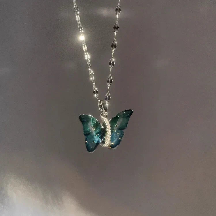 Elegant Elina Blue Butterfly Necklace