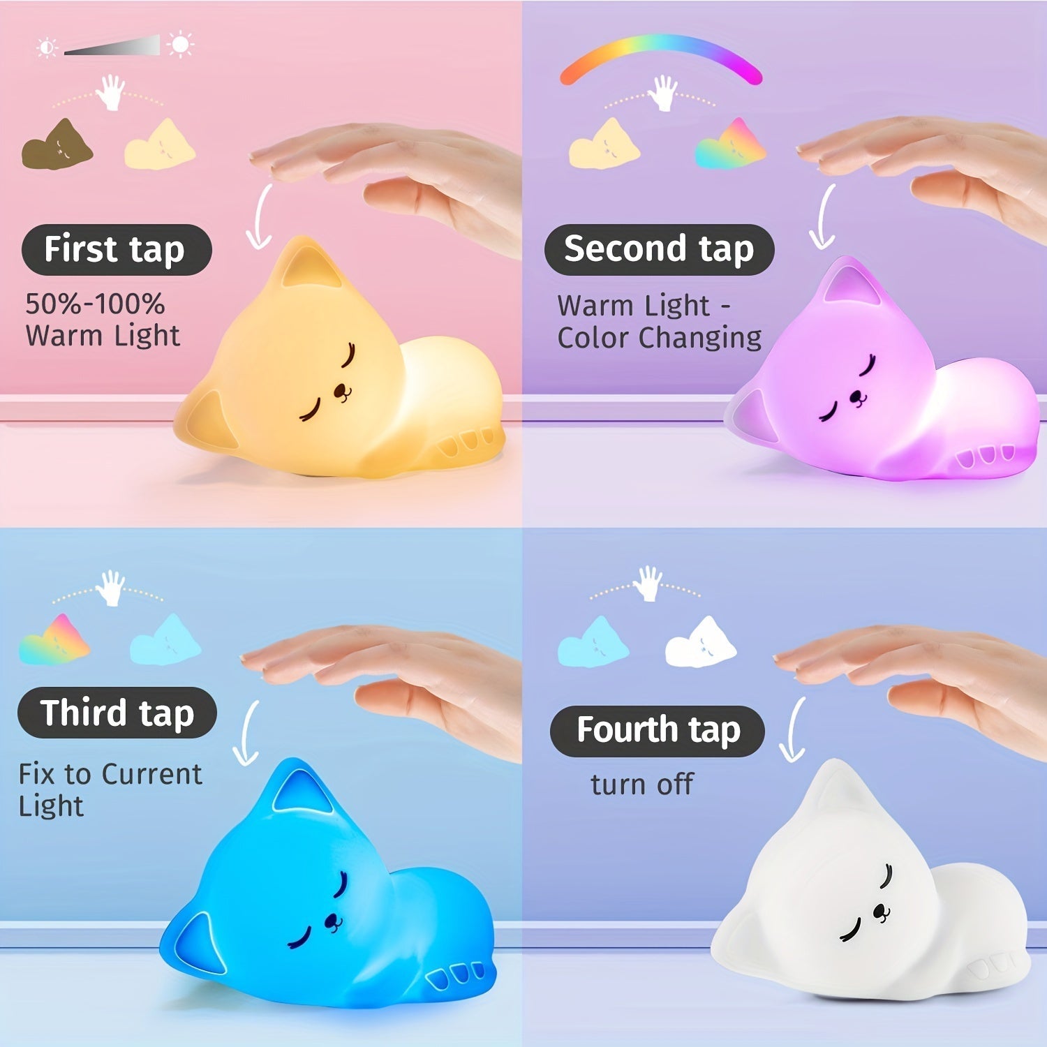 KittyGlow Lamp - Cute Wireless Cat Night Light