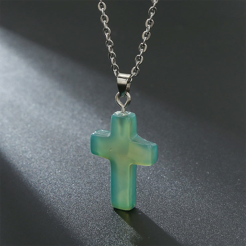 Seraphina Natural Gemstone Cross Necklace - A Spiritual Jewelry Experience