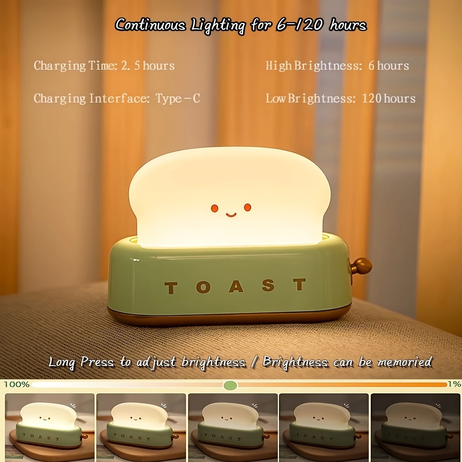 LumiToast - USB LED Table Lamp with Warm Glow