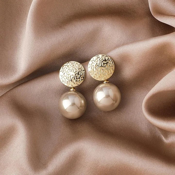 Elegant Celeste Pearl Earrings with Luxurious 18K Gold Plated Copper