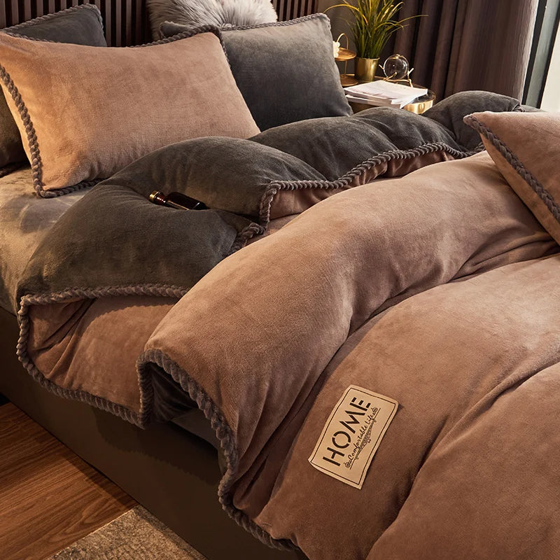 PlushHaven Luxe Sammet Påslakan Set – Kingsize Värme & Komfort