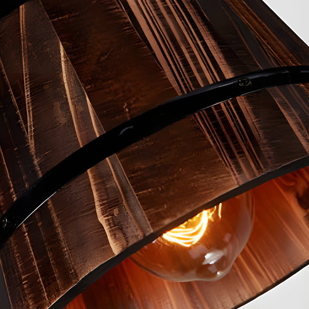 BucketGlow Pendant Lamp - Wooden Pendant Lamp for a Stylish Bar