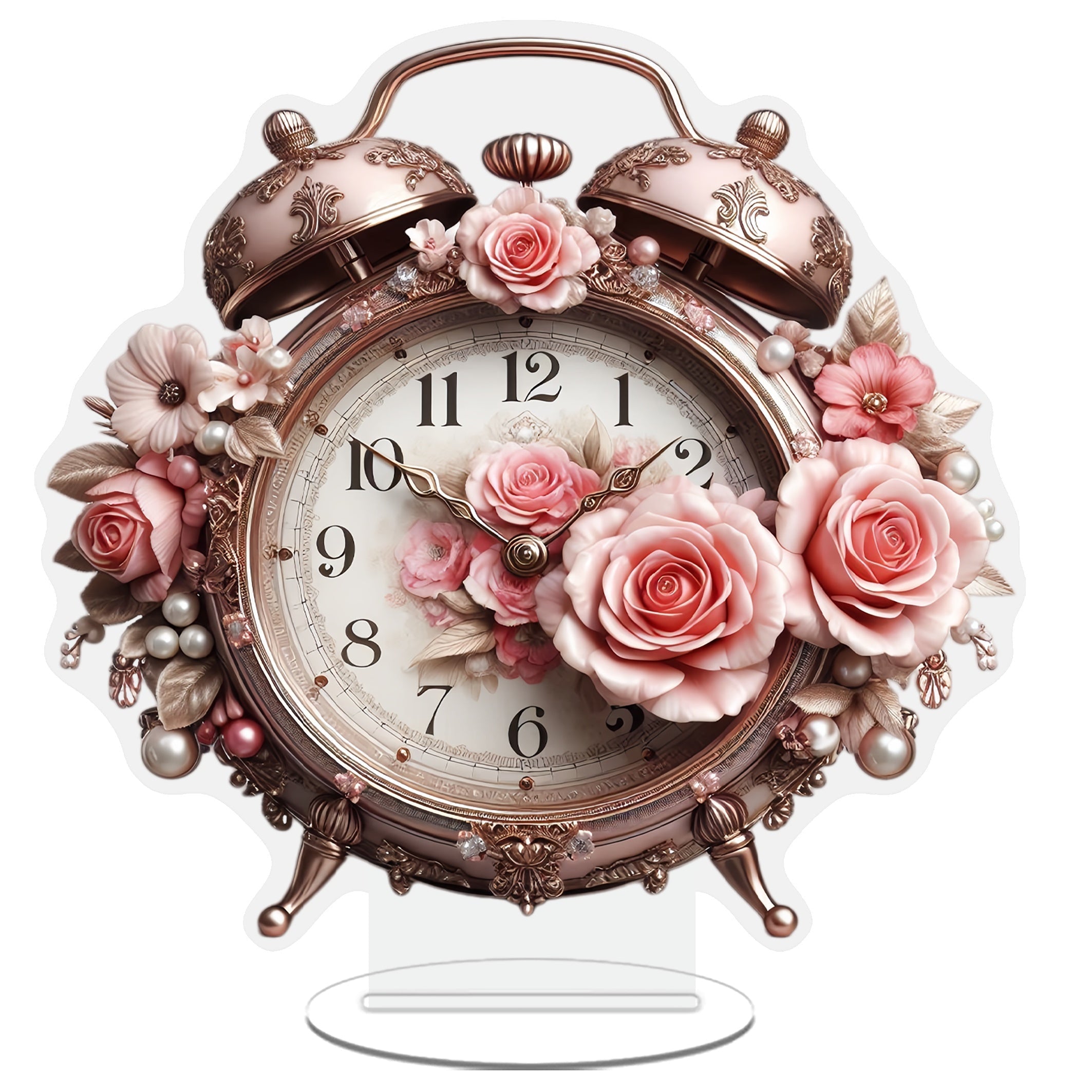 BohoBloom Clock - Vintage Floral Wall Clock for the Table