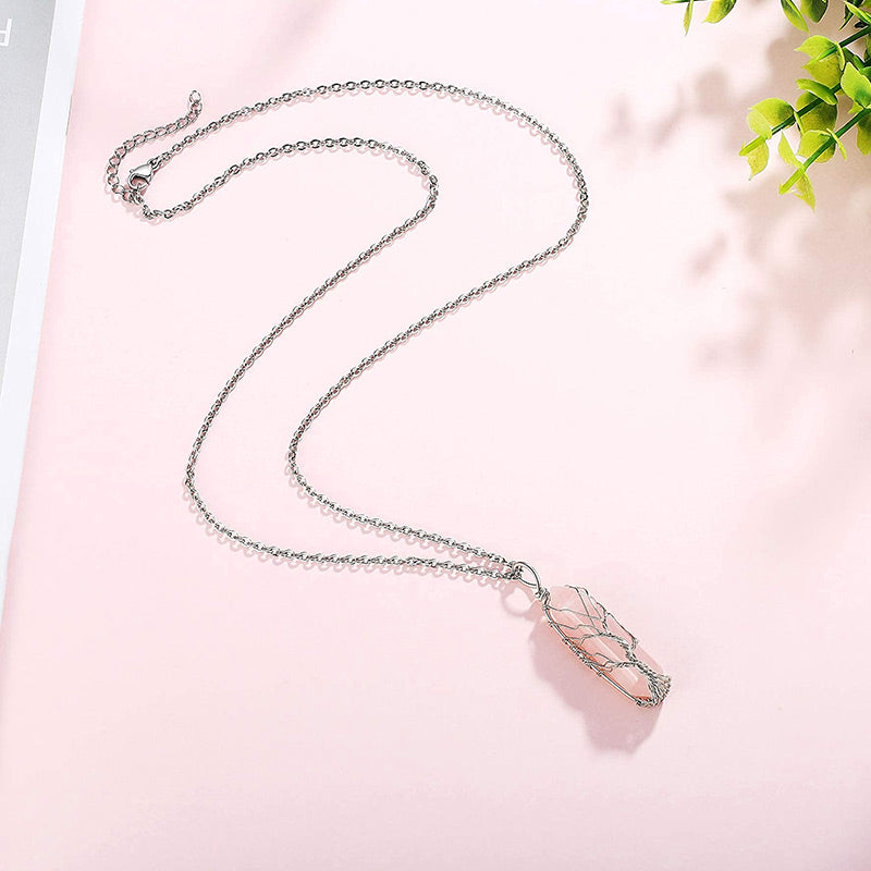 Elegant Tree of Life Gemstone Necklace with Sparkling Crystals - Elara 