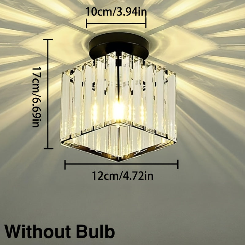 CrystalLuxe – Elegant Black LED Ceiling Lamp with Crystal