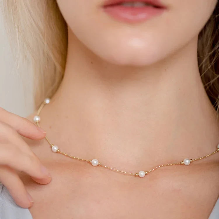 Serena Timeless Gold Pearl Necklace for an Elegant Statement