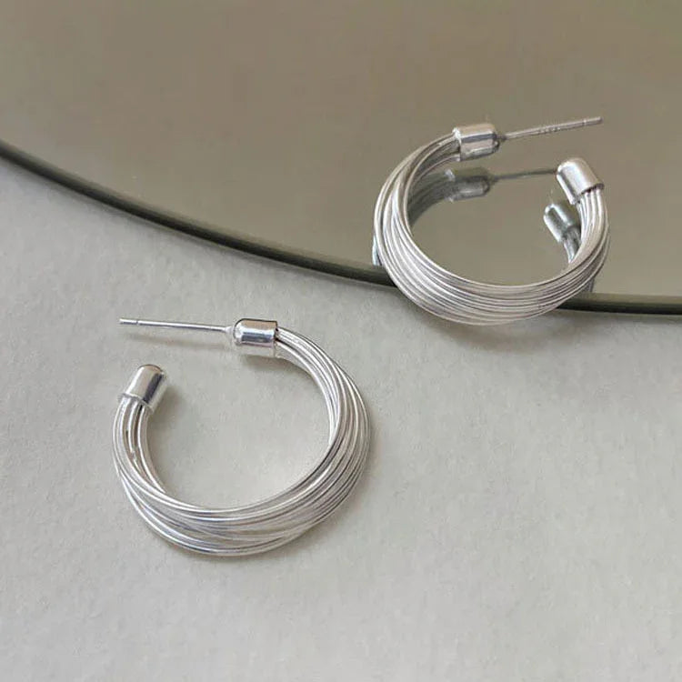 Amelie Layered Lines Earrings - Elegant Hoops